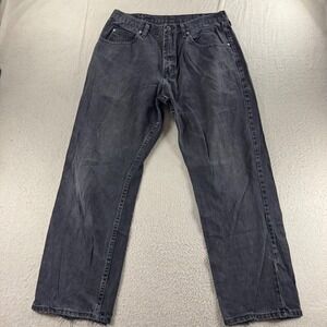 Wrangler Relaxed Fit Jeans Mens‎ 34x30 Black Wash Denim Pants Workwear Everyday